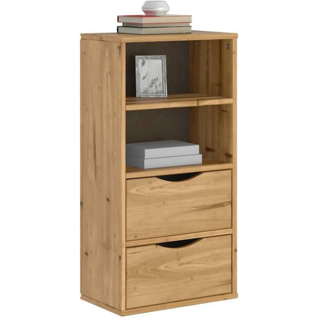 2 Schubladen an dem Sideboard aus Massivholz und Kiefernholz