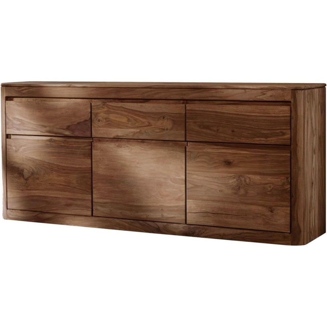 Sideboard in Dunkelbraun und Naturbraun mit geschlossenem Stauraum