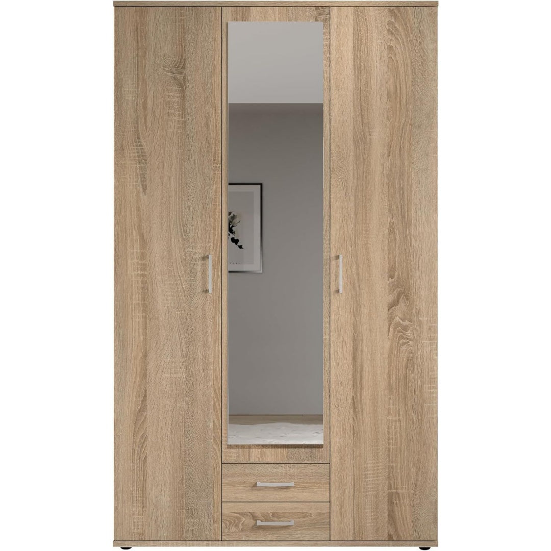 Ein Spiegel bestimmt das Erscheinungsbild von dem Kleiderschrank