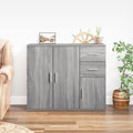 Sideboard mit den Massen 91 x 29.5 x 75 cm in Eichenbraun und Grau