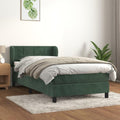 Das Boxspringbett misst 90 x 190 cm in Gruen