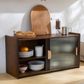 Sideboard mit geschlossenem Stauraum, Glastueren und Bambuselementen