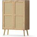 Flechtoptik trifft auf Holzoptik an dem Sideboard