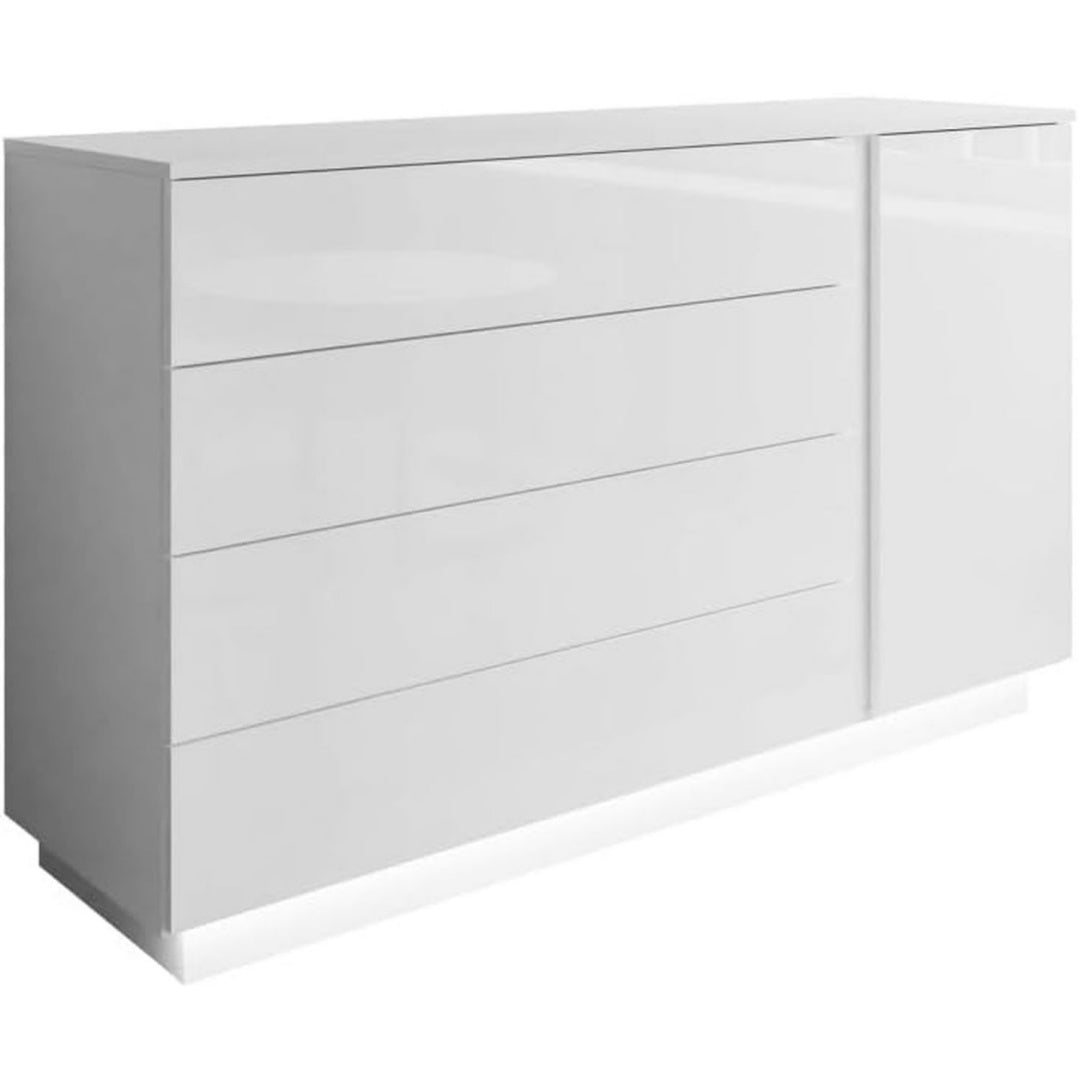 Glaenzende Oberflaechen bestimmen das Erscheinungsbild von dem Sideboard